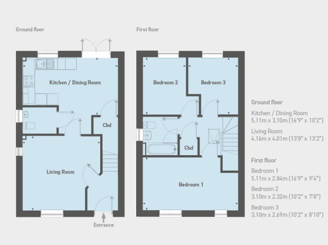 Floor plan 3 bedroom house - artist's impression subject to change